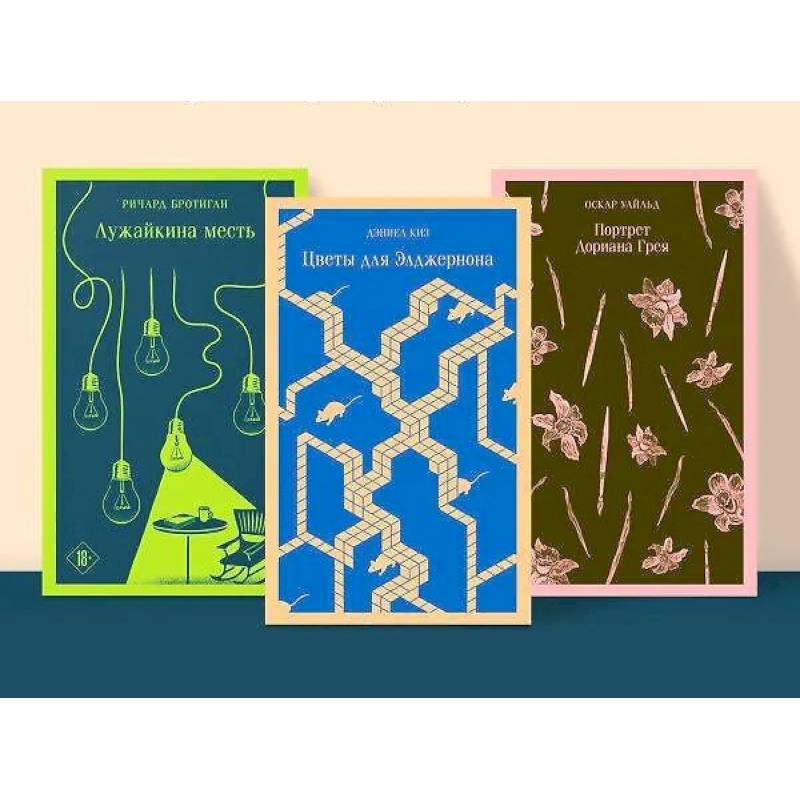 Набор интригующих сюжетов из 3-х книг: 'Портрет Дориана Грея' О.Уальд, 'Лужайкина месть' Р.Бротиган, 'Цветы для Элджернона' Д.Киз