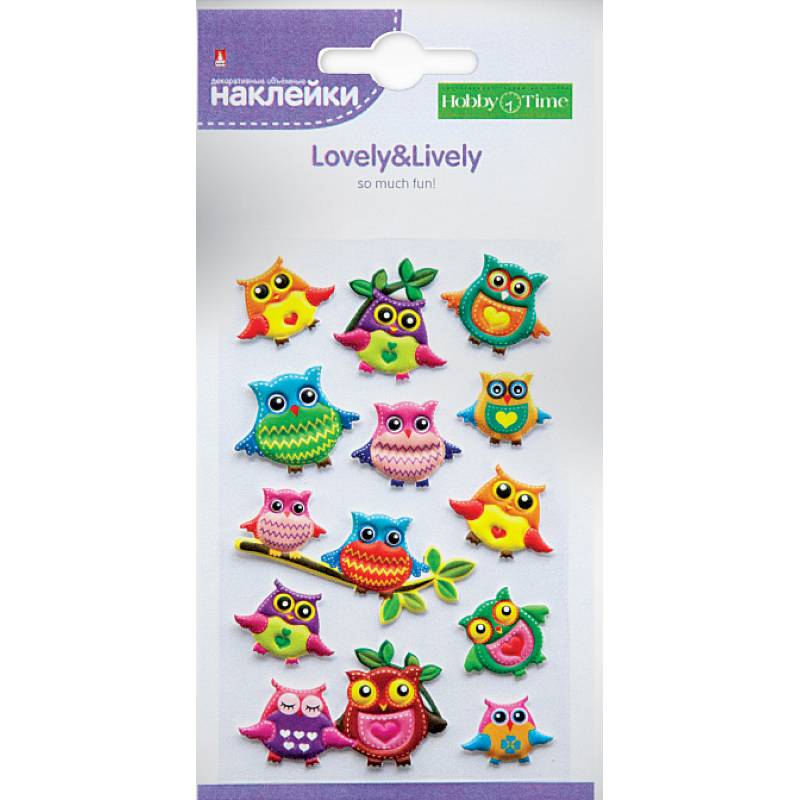 Наклейки объемные 'ЗВЕРУШКИ' 6 видов (2-142/02)