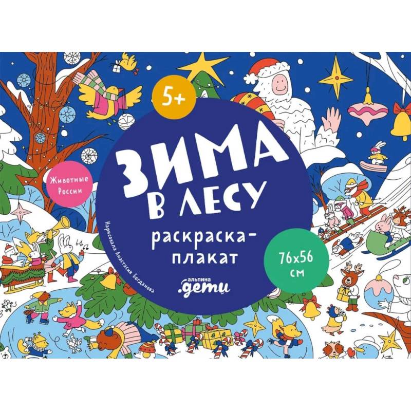 Зима в лесу. Раскраска-плакат Зима в лесу. Раскраска-плакат