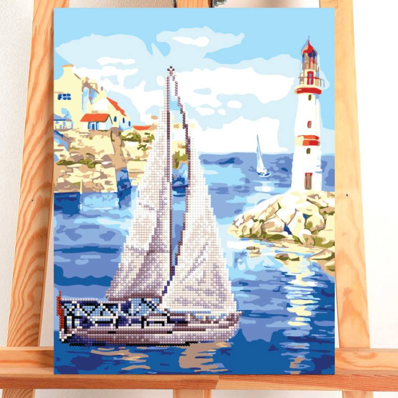 Роспись по номерам без подрамника и алмазная вышивка 'Парусник', 30x40 см Роспись по номерам без подрамника и алмазная вышивка 'Парусник', 30x40 см