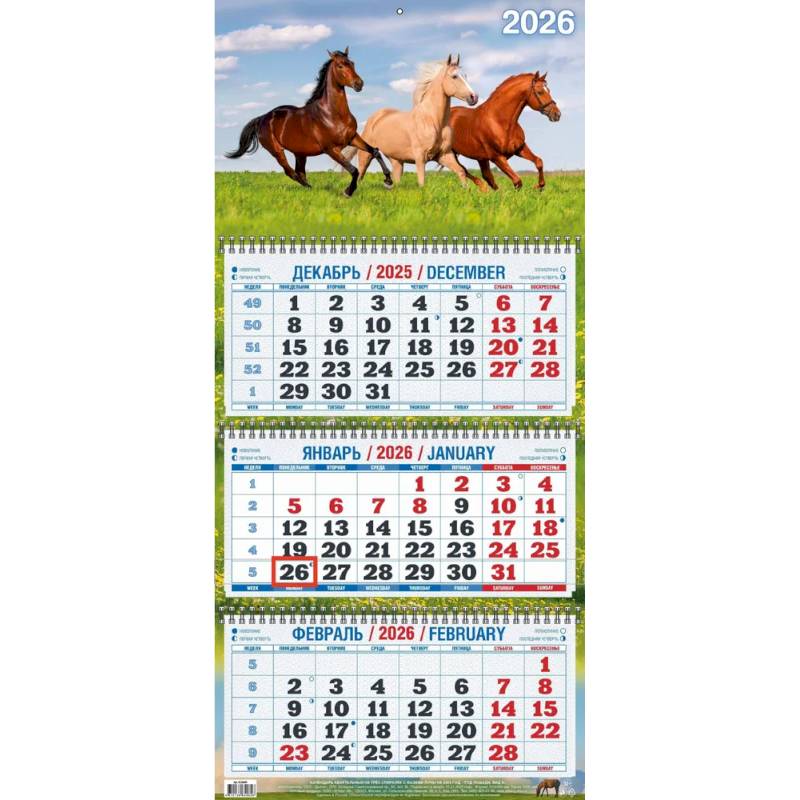 Календарь 2026г. Год Лошади. Вид 4