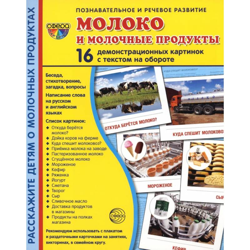 Демонстрационные картинки. Молоко и молочные продукты Демонстрационные картинки. Молоко и молочные продукты