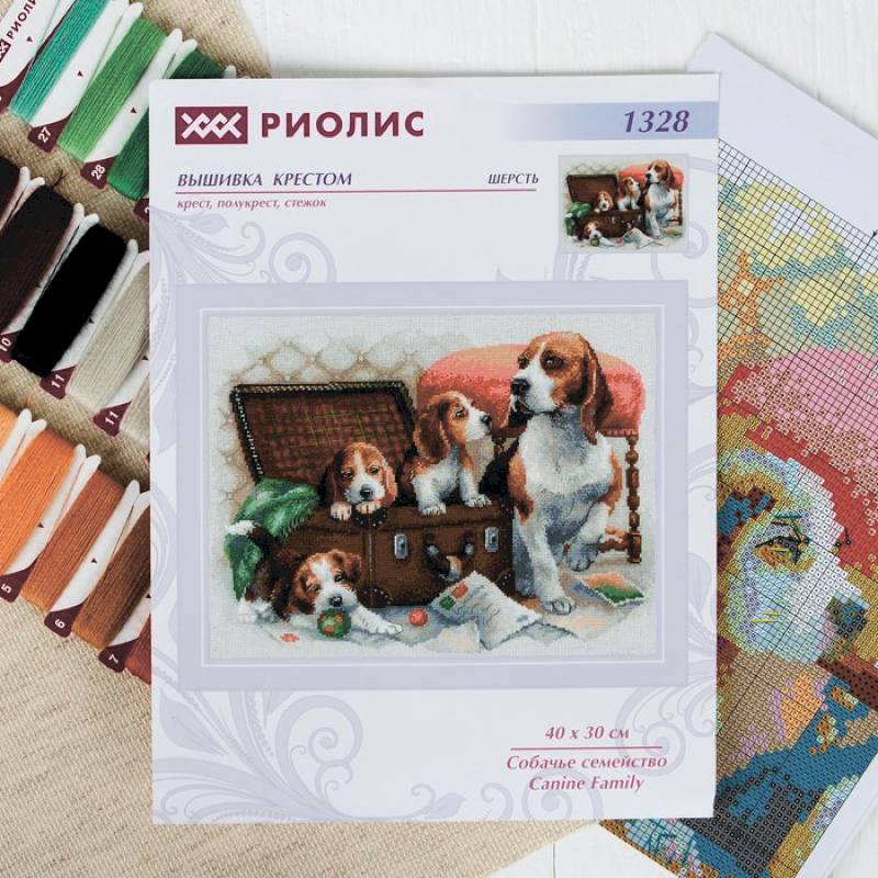 Вышивка крестом 'Собачье семейство', 40x30 см