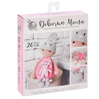Амигуруми: Мягкая игрушка «Девочка Мила», набор для вязания, 10x4x14 см