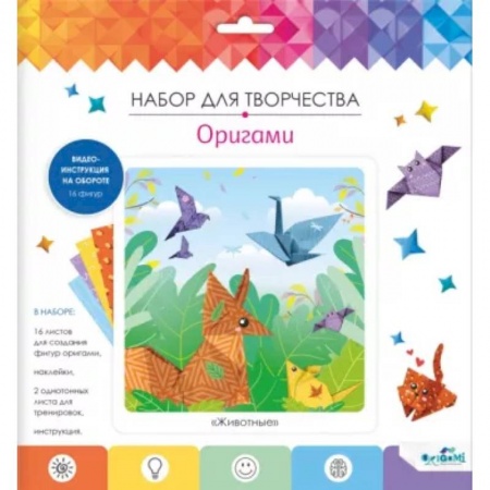 Оригами. Поделки из бумаги, книга Оригами с наклейками. Животные купить по скидке