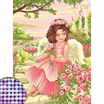 Алмазная вышивка с частичным заполнением 'Ангел' 30x40 см, холст, емкость