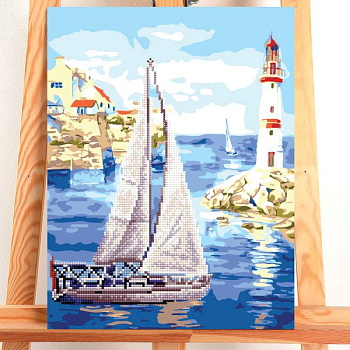Роспись по номерам без подрамника и алмазная вышивка 'Парусник', 30x40 см Роспись по номерам без подрамника и алмазная вышивка 'Парусник', 30x40 см