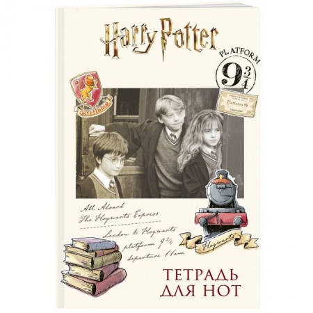 Дневники. Тетради для нот, книга Тетрадь для нот 12л А4 'Гарри Поттер' вертикальная, скрепка купить по скидке