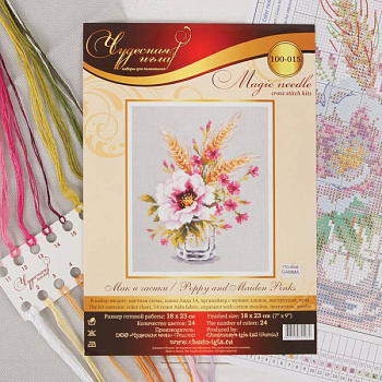 Набор для вышивания крестом 'Мак и часики' 18x23 см